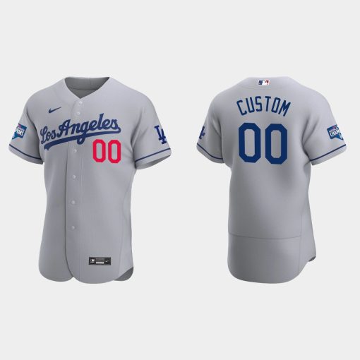 Custom Los Angeles Dodgers 2020 World Series Champions Road Flex Base Team Jersey White