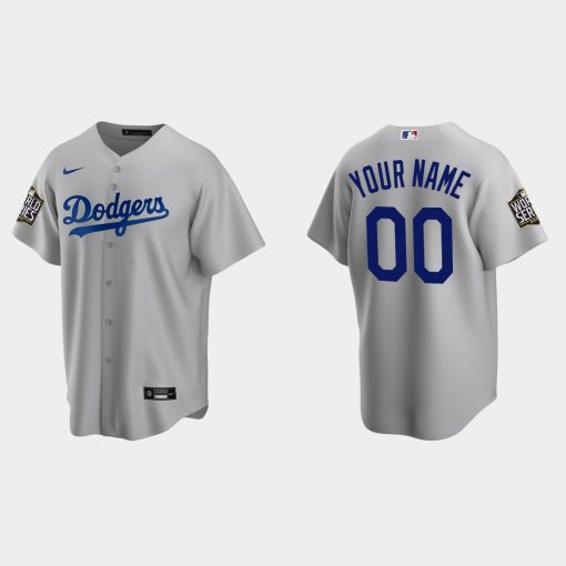 Custom Los Angeles Dodgers Cool Base 2020 World Series Alternate Jersey Gray