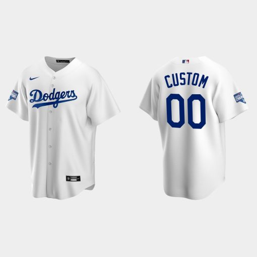 Custom Los Angeles Dodgers Home Patch Cool Base Player 2020 World Series Champions Jersey White