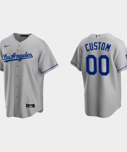 Custom Los Angeles Dodgers Road Cool Base Team 2020 World Series Champions Jersey Gray