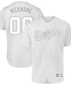 Custom Los Angeles Dodgers 2019 Players' Weekend Flex Base Roster White Jersey