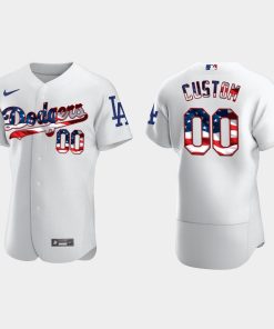 Custom Los Angeles Dodgers 2020 Stars 4th Of July Jersey White