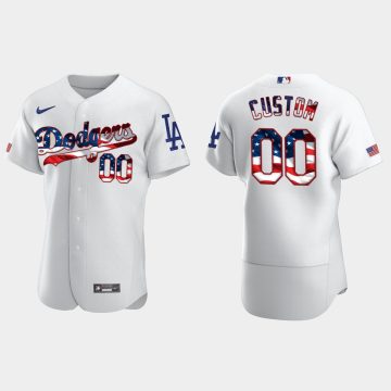 Custom Los Angeles Dodgers 2020 Stars 4th Of July Jersey White