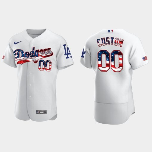 Custom Los Angeles Dodgers 2020 Stars 4th Of July Jersey White