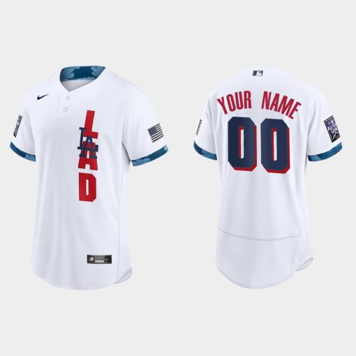 Custom Los Angeles Dodgers 2021 All-star Game Flex Base Jersey White