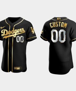 Custom Los Angeles Dodgers 2021 Gold Program Golden Flex Base Jersey Black