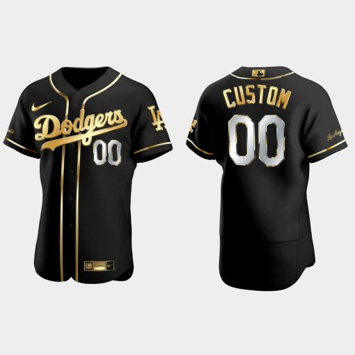 Custom Los Angeles Dodgers 2021 Gold Program Golden Flex Base Jersey Black