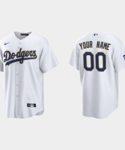 Custom Los Angeles Dodgers 2021 Gold Program White Gold Cool Base Jersey