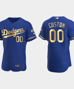 Custom Los Angeles Dodgers 2021 Gold Program World Series Champions Jersey Royal