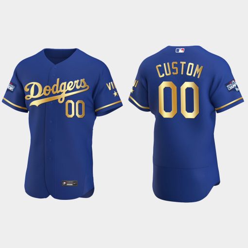 Custom Los Angeles Dodgers 2021 Gold Program World Series Champions Jersey Royal