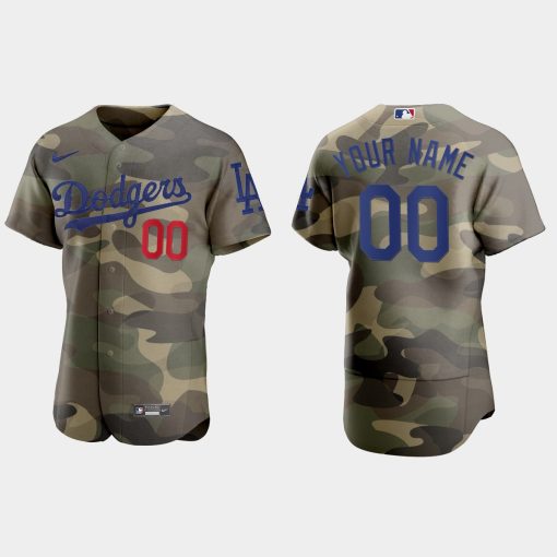 Custom Los Angeles Dodgers 2021 National Armed Forces Day Flex Base Jersey Camo