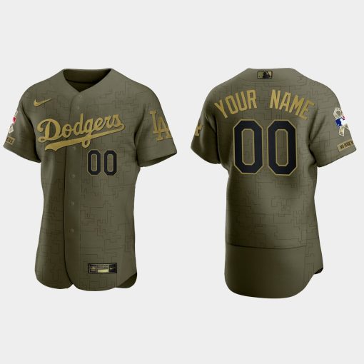 Custom Los Angeles Dodgers 2021 Salute To Service Digital Camo Jersey Green