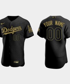 Custom Los Angeles Dodgers 2021 Salute To Service Jersey All Black