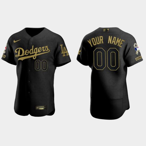 Custom Los Angeles Dodgers 2021 Salute To Service Jersey All Black