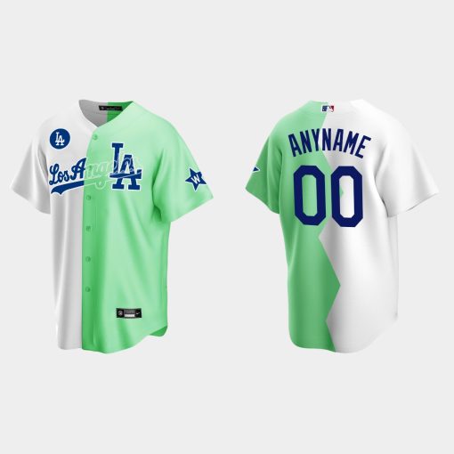 Custom Los Angeles Dodgers 2022 All-star Celebrity Softball Game Split Jersey White Green