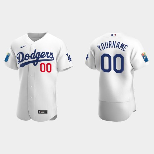 Custom Los Angeles Dodgers 2022 Dodger Stadium 60th Anniversary Flex Base Jersey White