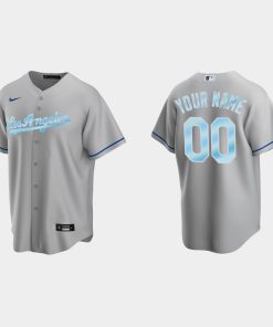Custom Los Angeles Dodgers 2022 Father's Day Gift Cool Base Jersey Gray
