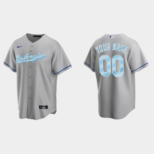 Custom Los Angeles Dodgers 2022 Father's Day Gift Cool Base Jersey Gray