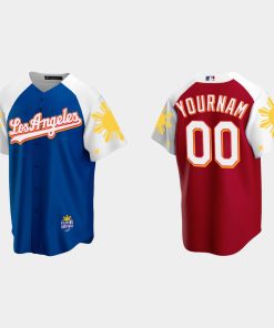 Custom Los Angeles Dodgers 2022 Filipino Heritage Night Jersey Royal Red