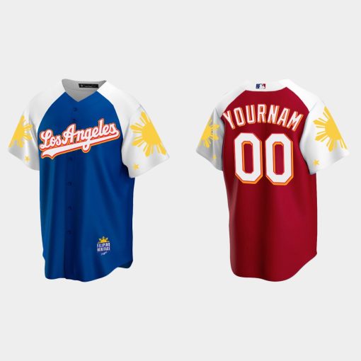 Custom Los Angeles Dodgers 2022 Filipino Heritage Night Jersey Royal Red