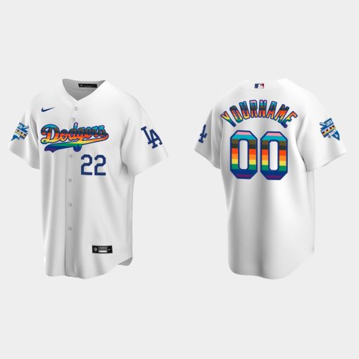 Custom Los Angeles Dodgers 2022 Pride Night Lgbtq Cool Base Jersey White