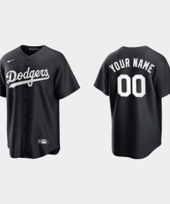 Custom Los Angeles Dodgers Black White 2021 All Black Fashion Cool Base Jersey
