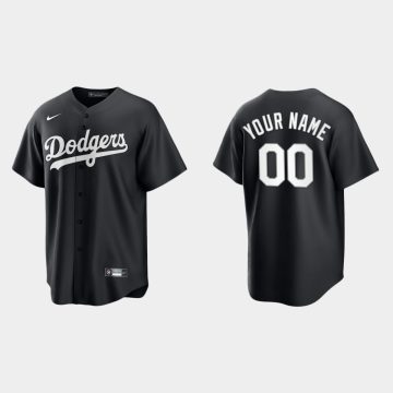 Custom Los Angeles Dodgers Black White 2021 All Black Fashion Cool Base Jersey