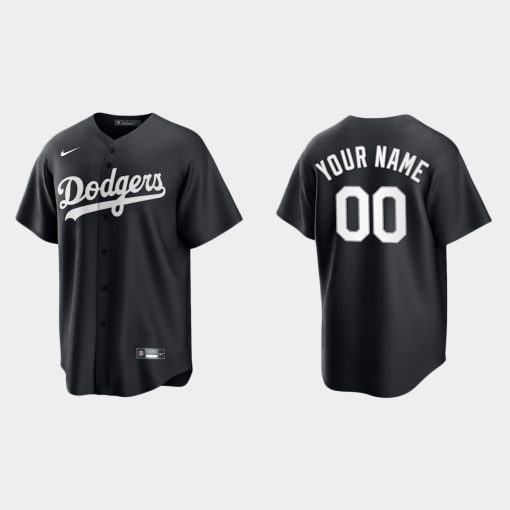 Custom Los Angeles Dodgers Black White 2021 All Black Fashion Cool Base Jersey