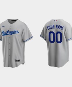 Custom Los Angeles Dodgers Gray Cool Base Road Jersey
