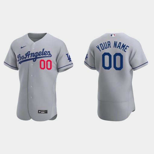 Custom Los Angeles Dodgers Gray Flex Base 2020 Road Jersey