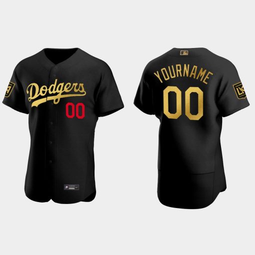 Custom Los Angeles Dodgers Lafc Night Flex Base Jersey Black