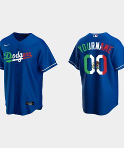 Custom Los Angeles Dodgers Mexican Heritage Night Cool Base Jersey Royal