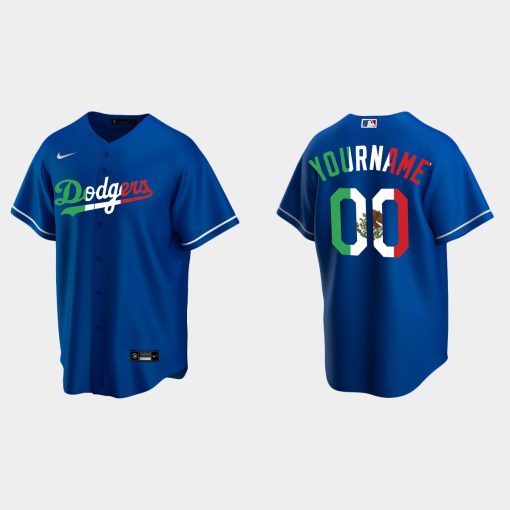 Custom Los Angeles Dodgers Mexican Heritage Night Cool Base Jersey Royal