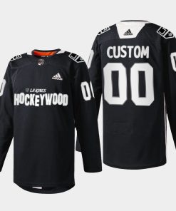 Custom Los Angeles Kings Hockey Wood Black 2022 Jersey Warm-up