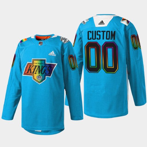 Custom Los Angeles Kings Pride Night Blue Warm-up 2022 Jersey