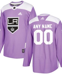 Custom Los Angeles Kings Purple Pink Hockey Fights Cancer Practice Jersey