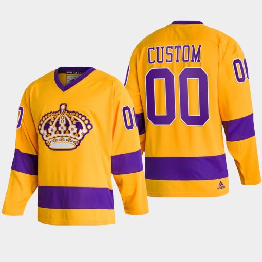 Custom Los Angeles Kings Team Classics Gold Throwback 2022 Jersey