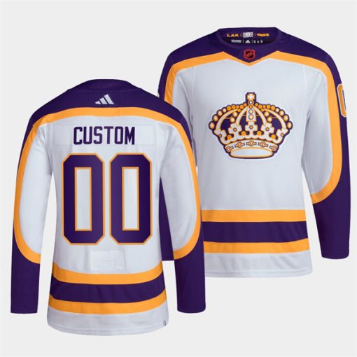 Custom Los Angeles Kings White 2022 Reverse Retro Stitched Jersey