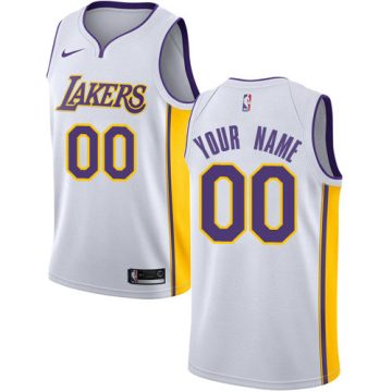 Custom Los Angeles Lakers White Association Edition Jerse