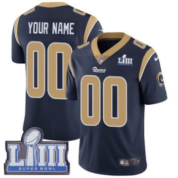Custom Los Angeles Rams Vapor Untouchable Super Bowl LIII Bound Limited Navy Blue Nfl Home Jersey