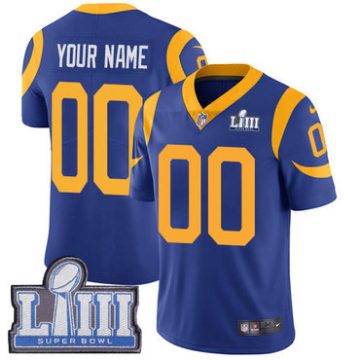Custom Los Angeles Rams Vapor Untouchable Super Bowl LIII Bound Limited Royal Blue NFL Alternate Jersey