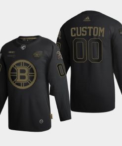 Custom Boston Bruins 2020 Veterans Day Black Jersey