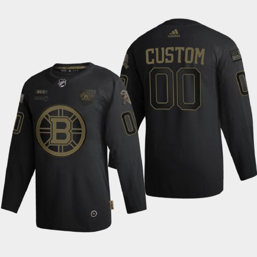 Custom Boston Bruins 2020 Veterans Day Black Jersey