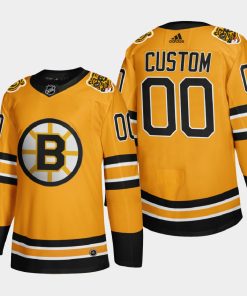 Custom Boston Bruins 2021 Season Reverse Retro Gold Jersey