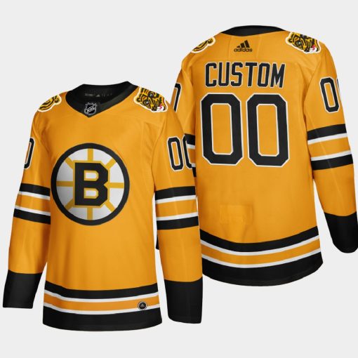 Custom Boston Bruins 2021 Season Reverse Retro Gold Jersey