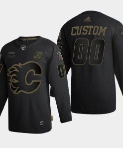 Custom Calgary Flames 2020 Veterans Day Black Jersey