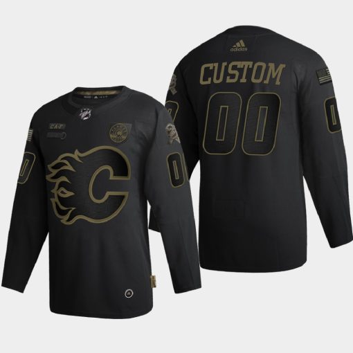 Custom Calgary Flames 2020 Veterans Day Black Jersey