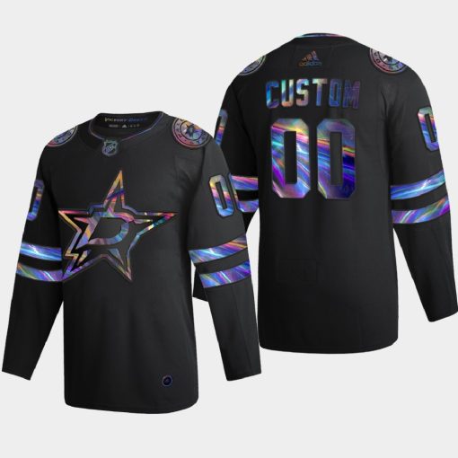 Custom Dallas Stars Iridescent Holographic Collection Black Jersey