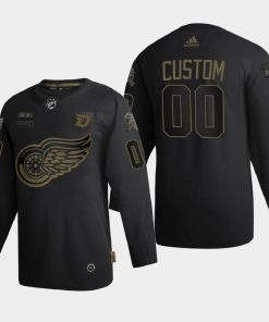 Custom Detroit Red Wings 2020 Veterans Day Black Jersey