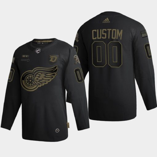 Custom Detroit Red Wings 2020 Veterans Day Black Jersey